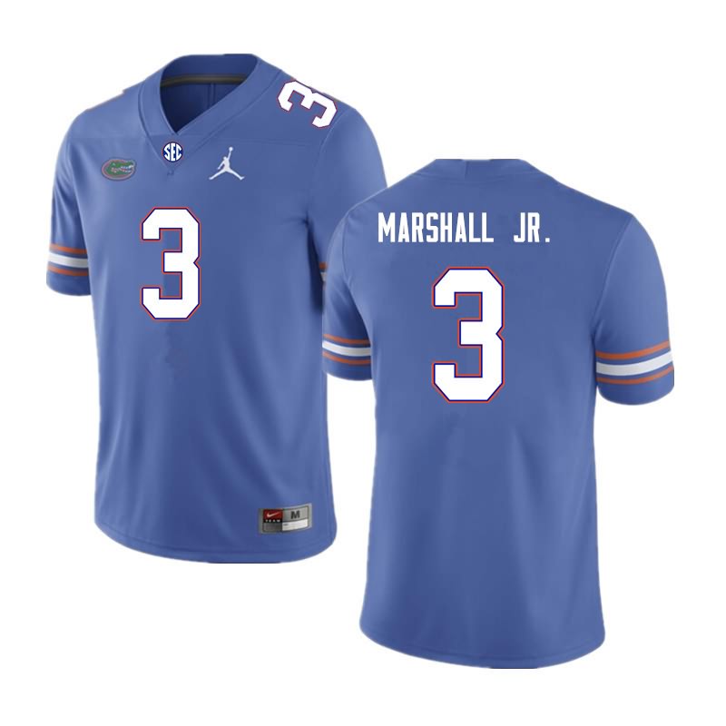 NCAA Florida Gators Jason Marshall Jr. Men's #3 Nike Royal Stitched Authentic College Football Jersey MFU6664WV